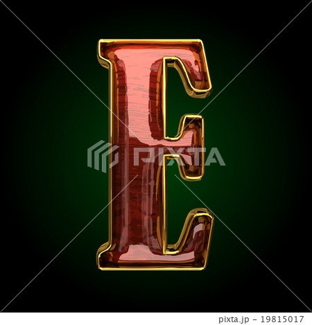 e vector golden letter with red wood 19815017