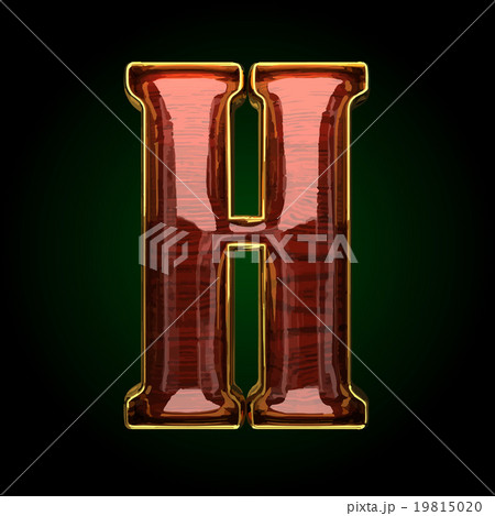 h vector golden letter with red wood 19815020