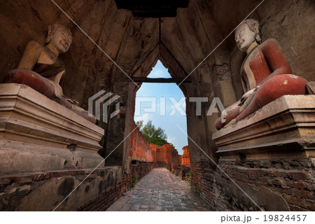 Ancient sandstone sculpture of Buddha in Thailand. 19824457