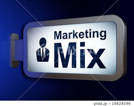 Marketing concept: Marketing Mix and Business Man Marketing concept: Marketing Mix and Business Man 19828396