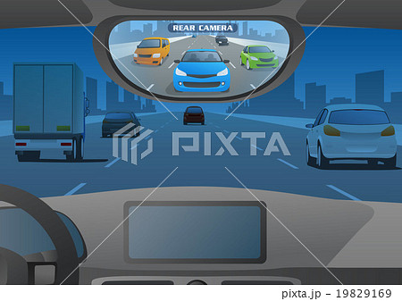 ミラーレスカーのリアビューモニター ベクターイラスト ミラーレスカーのリアビューモニター ベクターイラスト 19829169