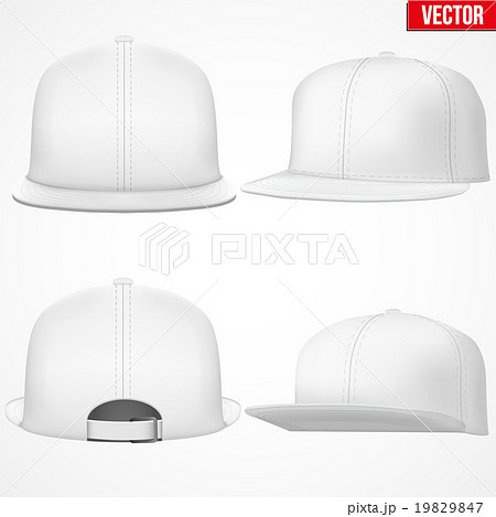Set Layout of Male white rap cap.  19829847