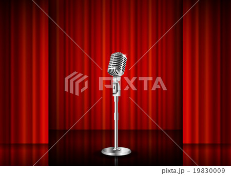 Microphone and red curtain  19830009