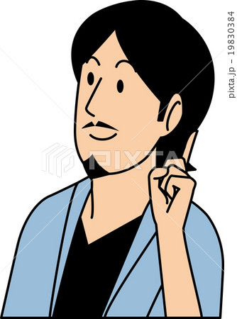 ポイントを指す髭を生やした２０代男性 19830384