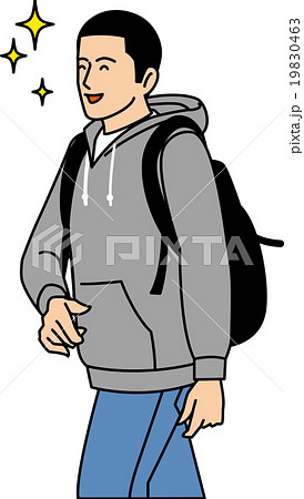 笑顔で歩く１０代男性 19830463