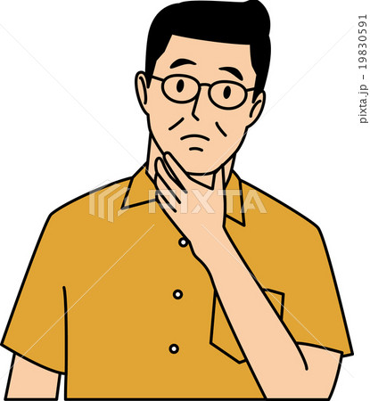 迷う50代男性のイラスト素材 迷う50代男性のイラスト素材