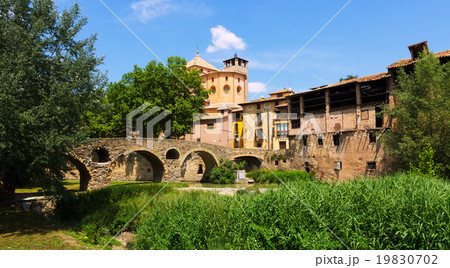 Ancient stone bridge and Cathedral in Vic 19830702