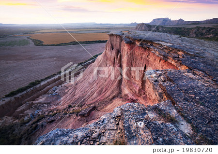 View of semi-desert landscape in sunset 19830720