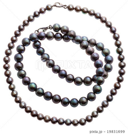 set of necklaces from natural black pearls 19831699