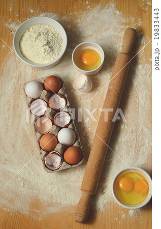 baking ingredients on a table baking ingredients on a table 19833443