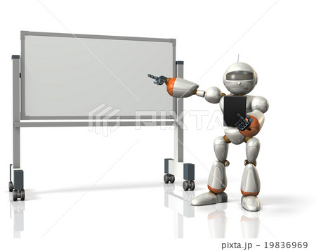 ホワイトボードの前で解説するロボット ホワイトボードの前で解説するロボット 19836969