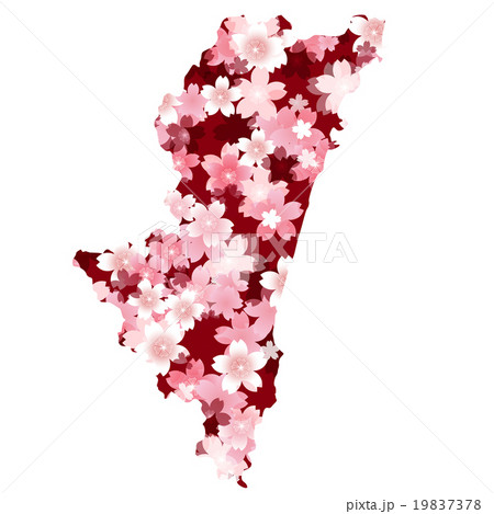 宮崎　地図　桜　春  19837378
