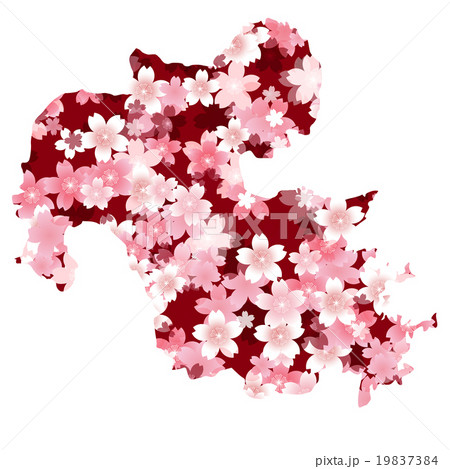 大分　地図　桜　春 19837384
