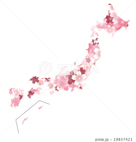 日本地図 桜 春 アイコン のイラスト素材