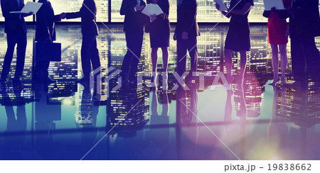 Silhouette Business Communication Greeting Handshake Concept 19838662