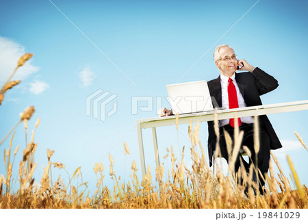 Businessman Relaxation Freedom Happiness Getaway Concept 19841029