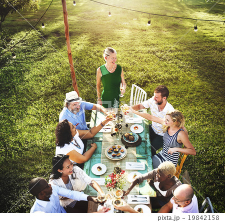 Diverse People Luncheon Outdoors Food Concept Diverse People Luncheon Outdoors Food Concept 19842158