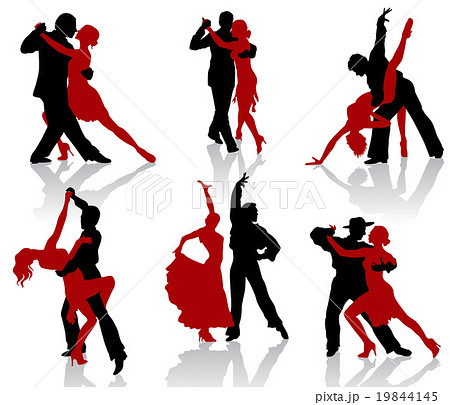 Silhouettes Of The Pairs Dancing Ballroom Dancesのイラスト素材