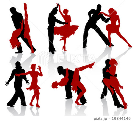 Silhouettes Of The Pairs Dancing Ballroom Dances のイラスト素材