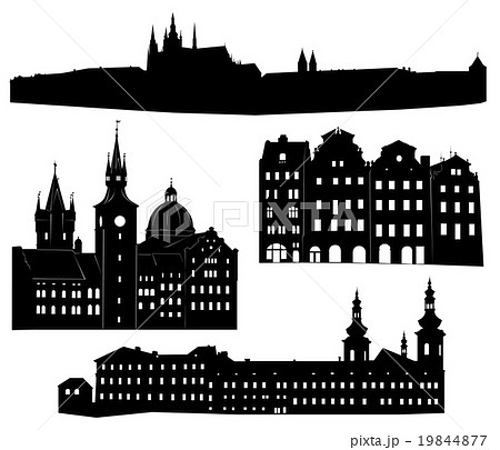 Silhouettes of famous buildings in Prague Silhouettes of famous buildings in Prague 19844877