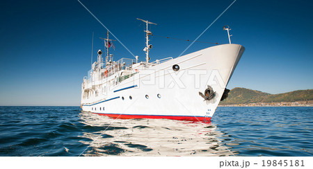 White ship in the water of lake Baikal 19845181