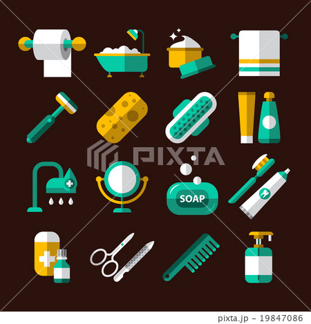 Hygienic and Bathroom Icons Set Hygienic and Bathroom Icons Set 19847086