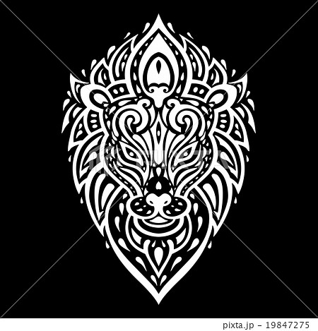 Lions head. Tribal pattern. 19847275