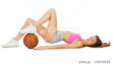 Young girl with basketball ball Young girl with basketball ball 19848638