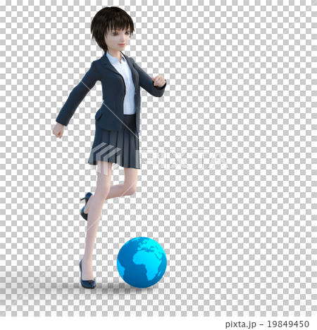 Permanent perming 3DCG illustration material for business suit women and earth 19849450