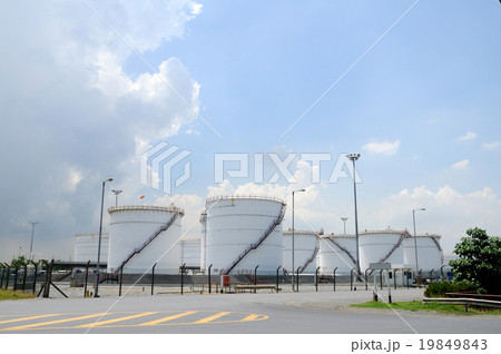 Many white fuel depots and tanks, Thailand. 19849843