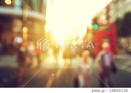 people in bokeh, street of London 19850126
