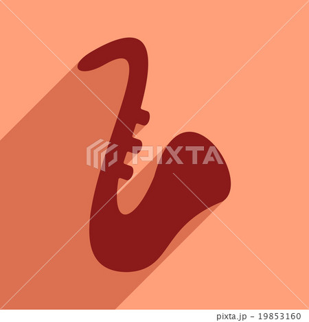 Flat icon with long shadow instrument saxophone Flat icon with long shadow instrument saxophone 19853160
