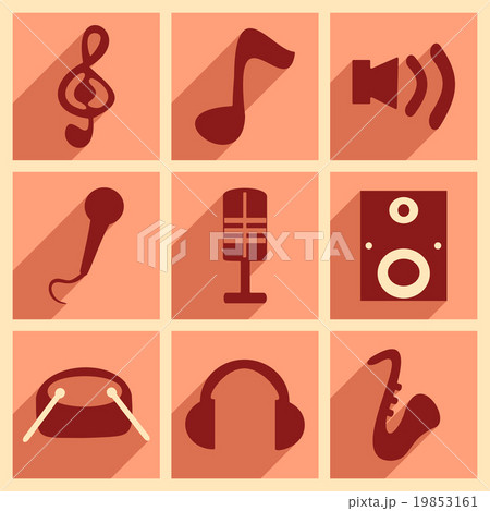 Set of flat icons with long shadow music Set of flat icons with long shadow music 19853161