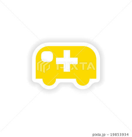 icon sticker realistic design on paper ambulance 19853934