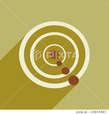 Flat icon with long shadow solar system 19854865