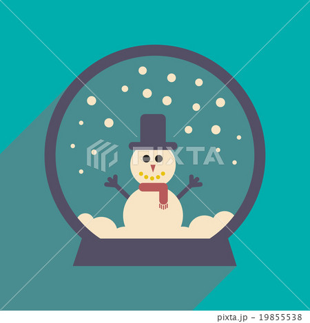flat icon with long shadow Snowman snow globe 19855538