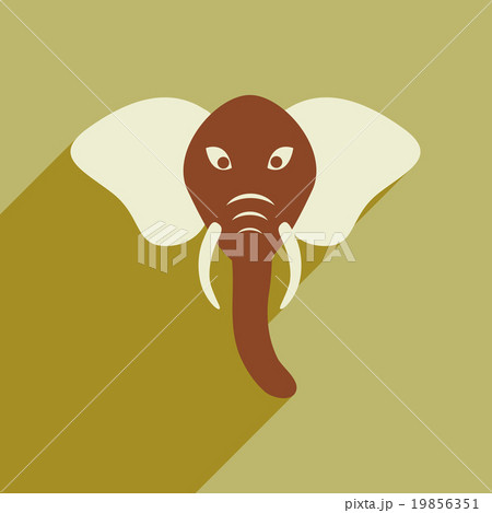Modern flat icon with long shadow Indian elephant Modern flat icon with long shadow Indian elephant 19856351