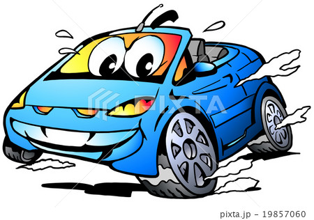 Blue Sports Car Mascot racing in full speed 19857060