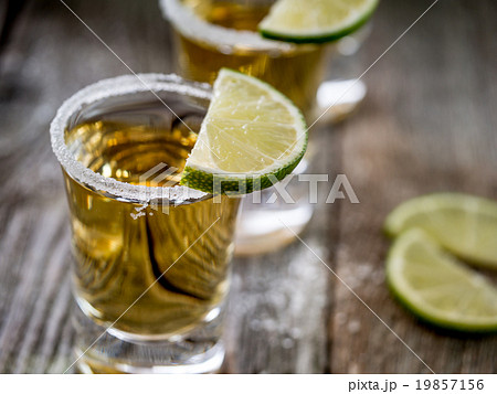 Tequila shots with salt rim 19857156