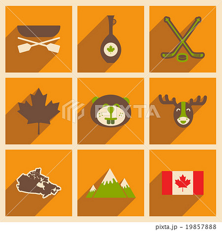 Set of flat icons with long shadow Canada Set of flat icons with long shadow Canada 19857888