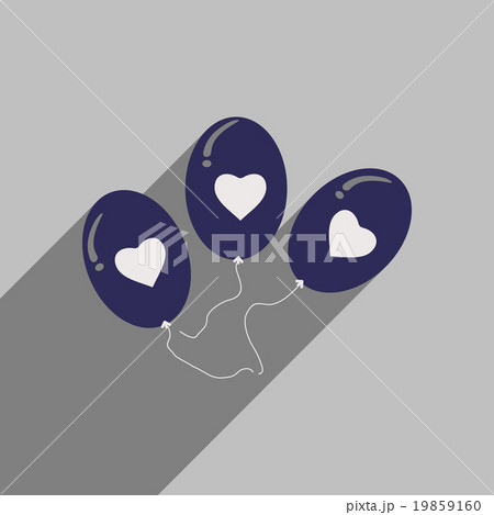 Flat style icon with long shadow heart balloons 19859160