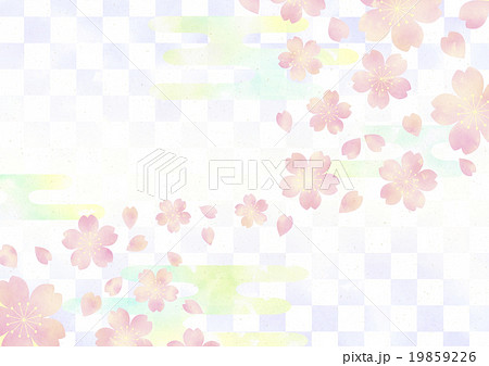 桜と市松模様の壁紙のイラスト素材 19859226 Pixta