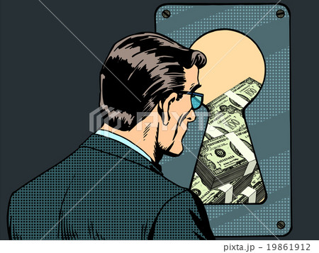 Financial security man money keyhole Financial security man money keyhole 19861912
