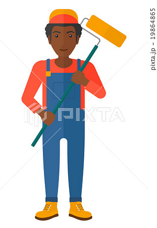 Painter with paint roller. 19864865