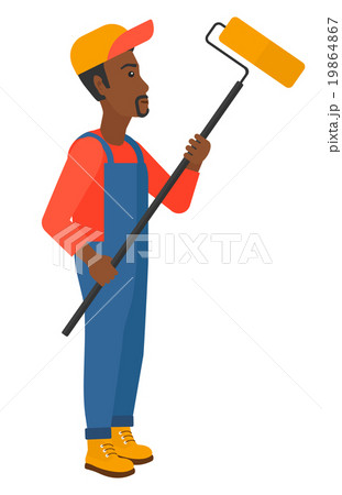 Painter with paint roller. 19864867