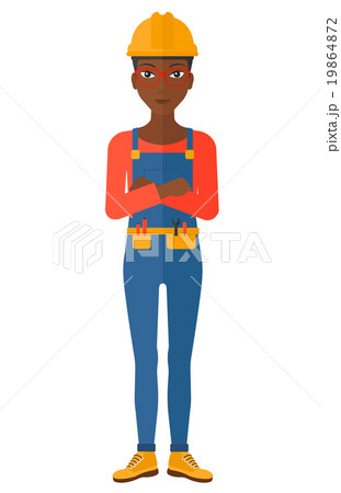 Friendly builder with arms crossed. 19864872