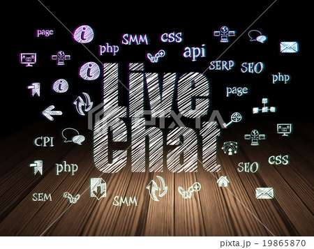 Web design concept: Live Chat in grunge dark room 19865870