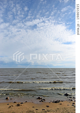 Waves and coastal surf on the sandy beach Waves and coastal surf on the sandy beach 19865935