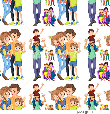Seamless family with parents and children Seamless family with parents and children 19869000