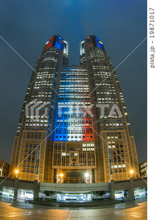 都庁　トリコロールライトアップ 19871017